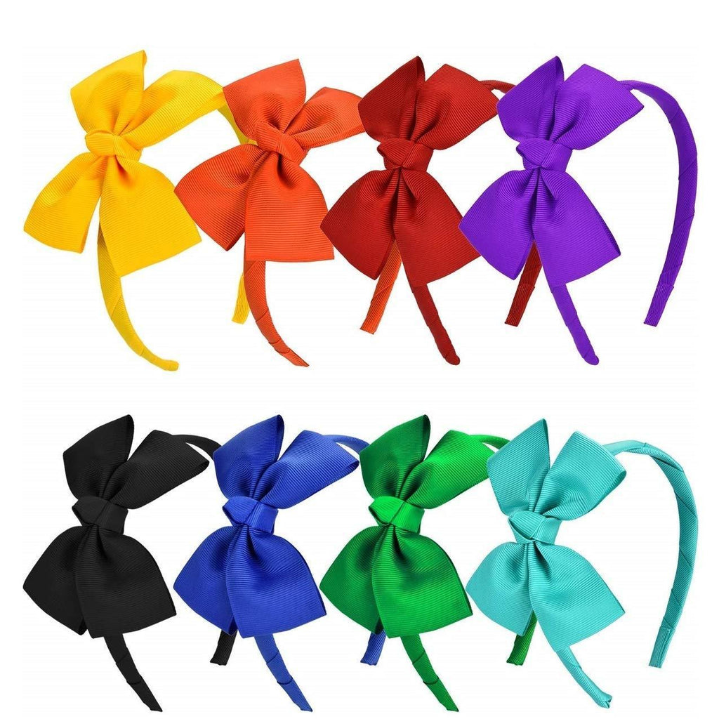 [Australia] - Vamotto 8 Pieces Bow Tie Headband Bow Tie Hairband for Baby Girls,Head Wraps Grosgrain Ribbon Hair Band Hair Accessories for Baby Girls Favors and Party, 8 Colors 