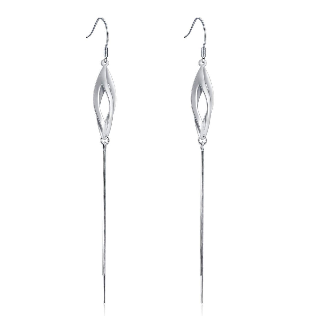 [Australia] - VONALA Tassel Dangle Drop Earrings Sterling Silver Long Linear Earrings For Women Girls Simple 