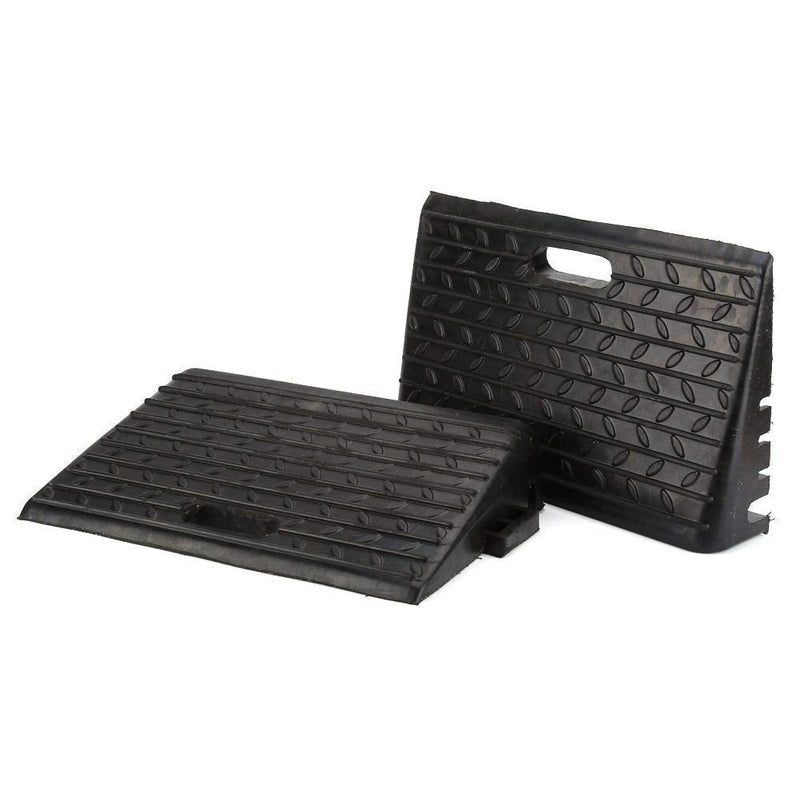 [Australia] - Heavy Duty Car Ramp, 2PCS Black Portable Rubber Kerb Ramps with Anti-Slip Treads for Car Scooter Caravan Wheelchair Disabled Access, 48.5 x 30 x 9.5cm 