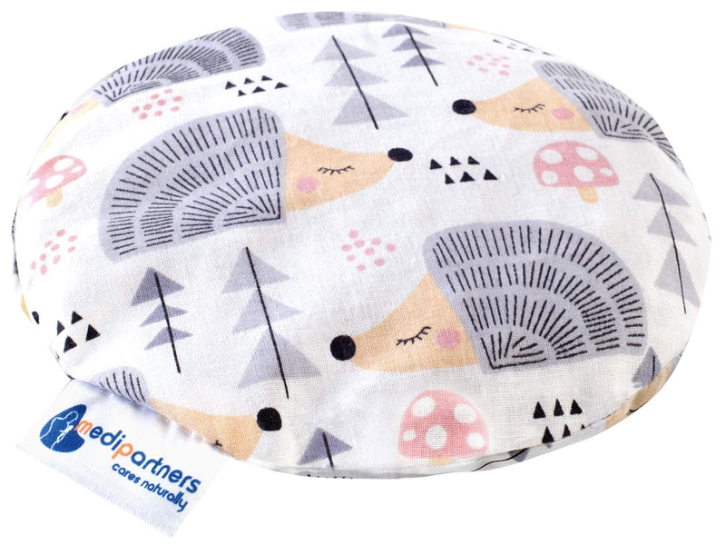 [Australia] - Medi Partners Cherry Stone Cushion Heat Pillow for Babies 180g Round 15cm Eco Natural 100% Cotton Heat and Cold Therapy Massage Therapy (Hedgehogs) Hedgehogs 