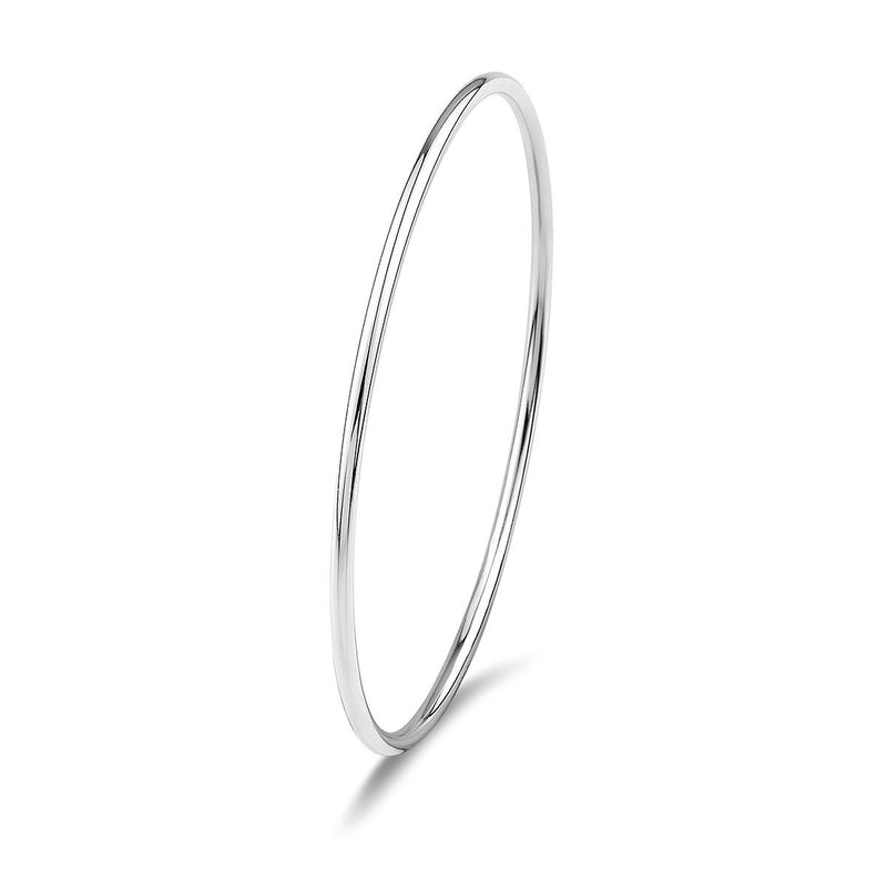 [Australia] - Mecool 925 Sterling Silver Polished Bangle Bracelet with Fresh Simple Style (6.7cm 6.7g) 