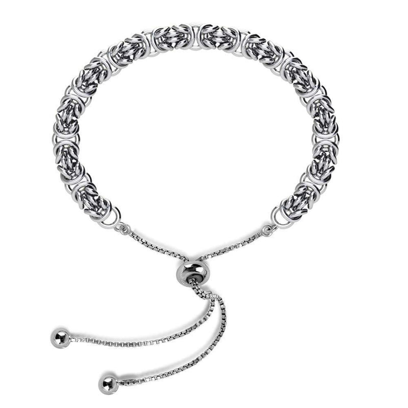 [Australia] - LeCalla Sterling Silver Jewelry Sliding Bolo Byzantine Bracelet for Women Rhodium 