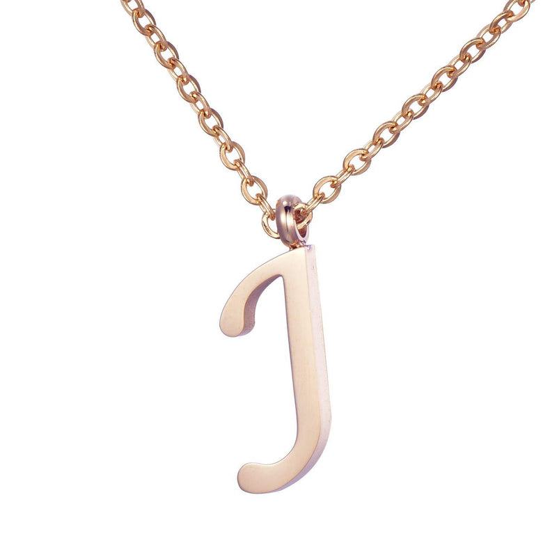 [Australia] - Morella Women's Stainless Steel Necklace Rose Gold with Pendant Letters Letter J 