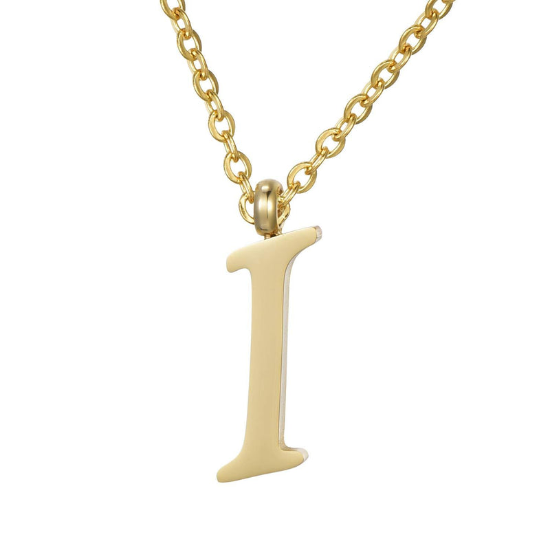 [Australia] - Morella Women's Stainless Steel Necklace Gold with Pendant Letters Letter I 