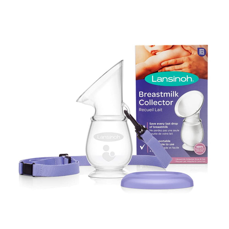[Australia] - Lansinoh Breastmilk Collector Breastpump for Excess Breast Milk from Breastfeeding Mums BPA BPS Free 100% Silicone with Lid & Neck Strap, Transparent 