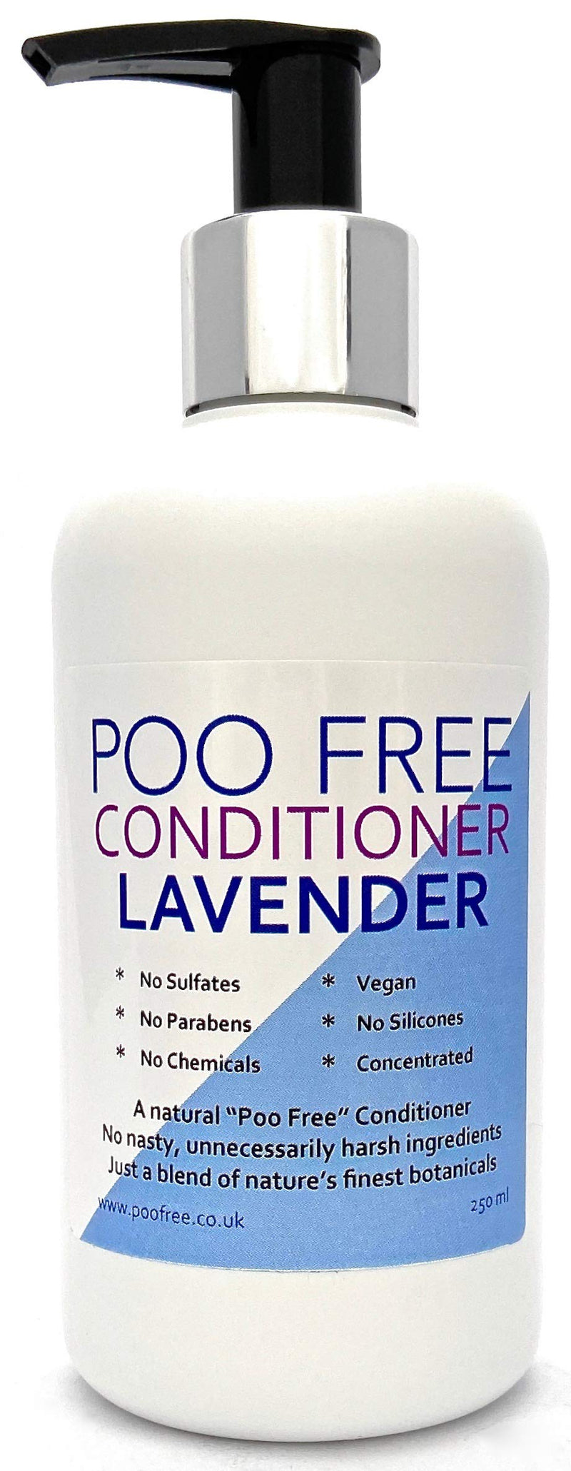 [Australia] - Natural CONDITIONER - COCONUT & LAVENDER - 250ml - by POO FREE. No Sulfates, No Parabens, No Silicones. No Build Up, Gentle, Concentrated. pH 5.2-5.7 For Sensitive Skin. 99.5% Plant Derived. 