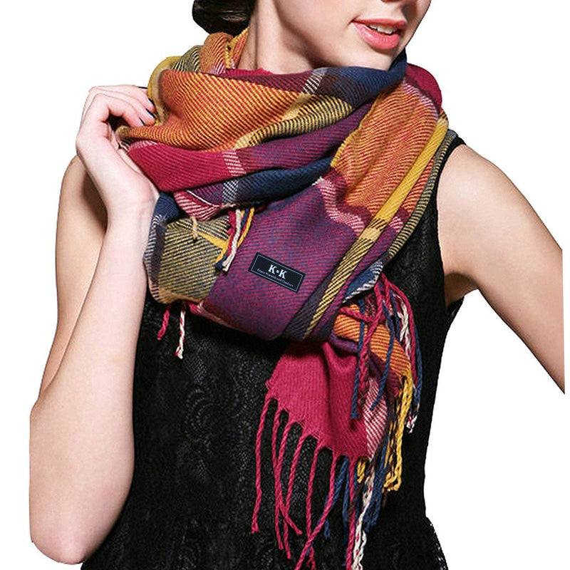 [Australia] - Women Tartan Scarf - Winter Long Scarves Plaid Warm Wraps Wool British Style For Ladies Spinning Tassel Shawl Long Stole Color Tartan 