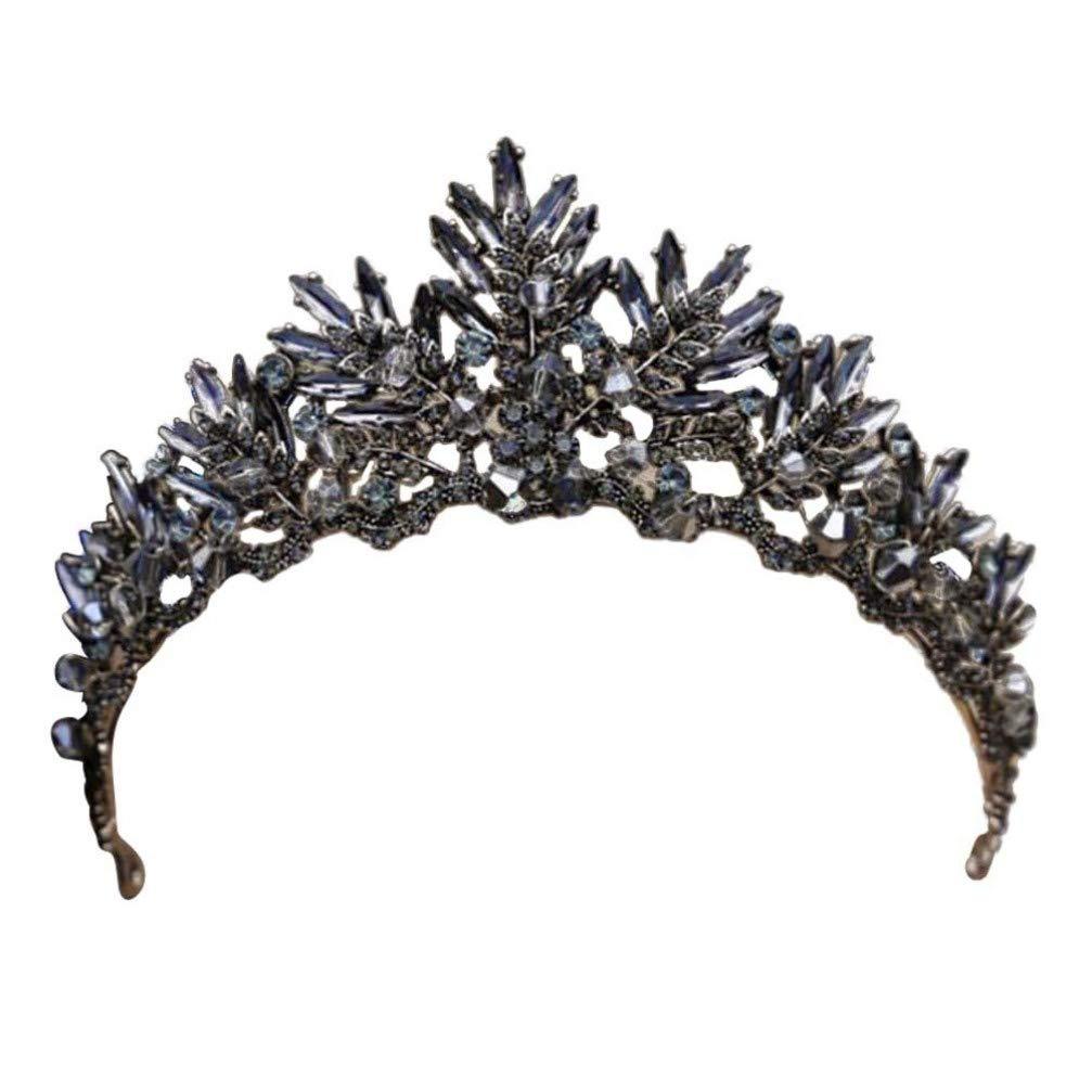 [Australia] - Frcolor Vintage Baroque Crown Alloy Prom Quenn Crown Bridal Tiara Wedding Headpiece (Black) 