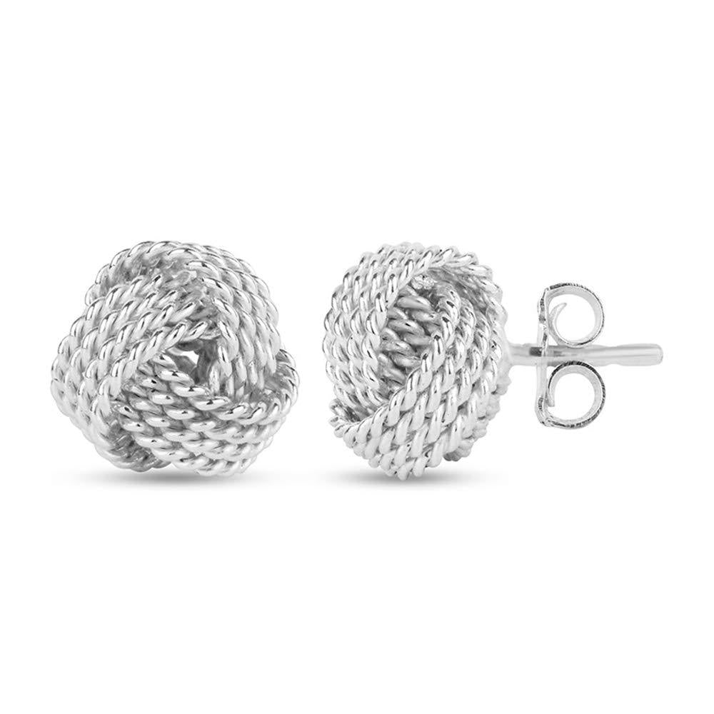 [Australia] - LeCalla Sterling Silver Jewelry Italian Design Twisted Wire Love Knot Stud Earring for Women 10.0 Millimetres 