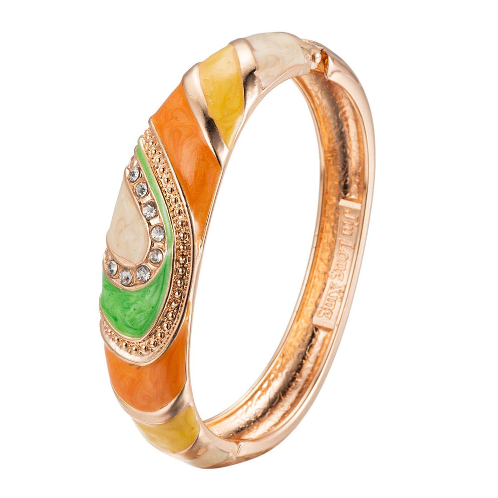 [Australia] - UJOY Enamel Bangle for Women, Handmade Rhinestones Enamel Bracelet for Lady, Jewellery Gift Beige 