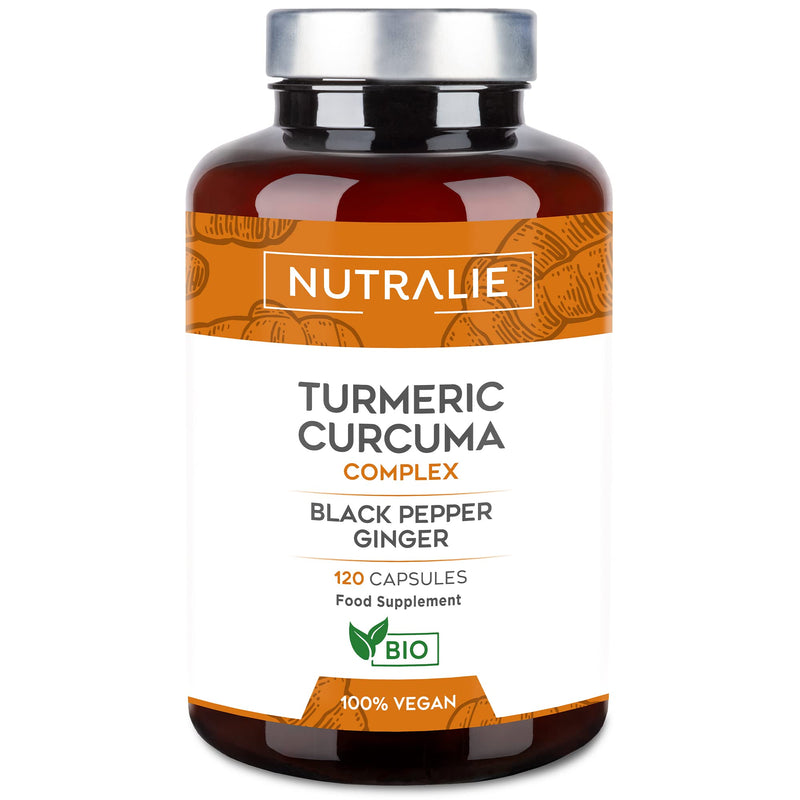 [Australia] - Organic Turmeric Capsules - with Black Pepper and Ginger - 1420mg High Strength Turmeric Curcuma Complex - Supplement with Curcumin - 120 Vegan Organic Capsules Nutralie 
