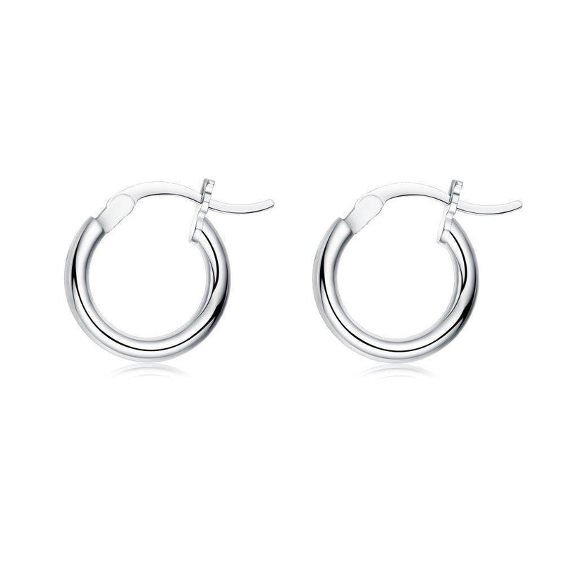 [Australia] - Small Hoop Earrings for Women Teen Girls Kids Sensitive Ears Sterling Silver 2mm Tiny Round-Tube Fashion Huggie Tiny Hoops Hypoallergenic 12mm 