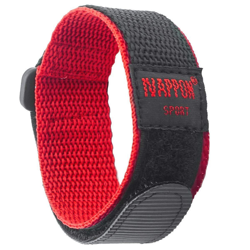 [Australia] - IVAPPON Hook Loop Sport Watch Strap 18mm 20mm 22mm Nylon Straps Black Blue Red Olive Orange Fastening Watchband … 18mm,Long Red(black Plastic Buckle) 