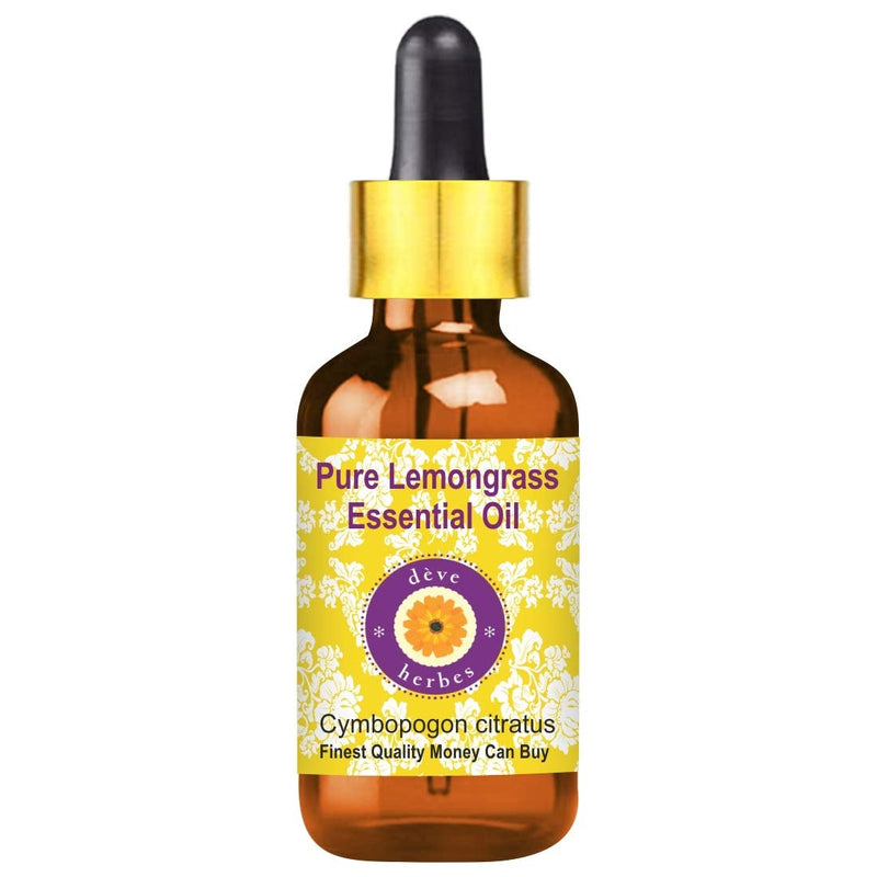 [Australia] - Deve Herbes Pure Lemongrass Essential Oil (Cymbopogon citratus) with Glass Dropper 100% Natural Therapeutic Grade Steam Distilled 50ml (1.69 oz) 50ml (1.69 Ounce) with Glass Dropper 