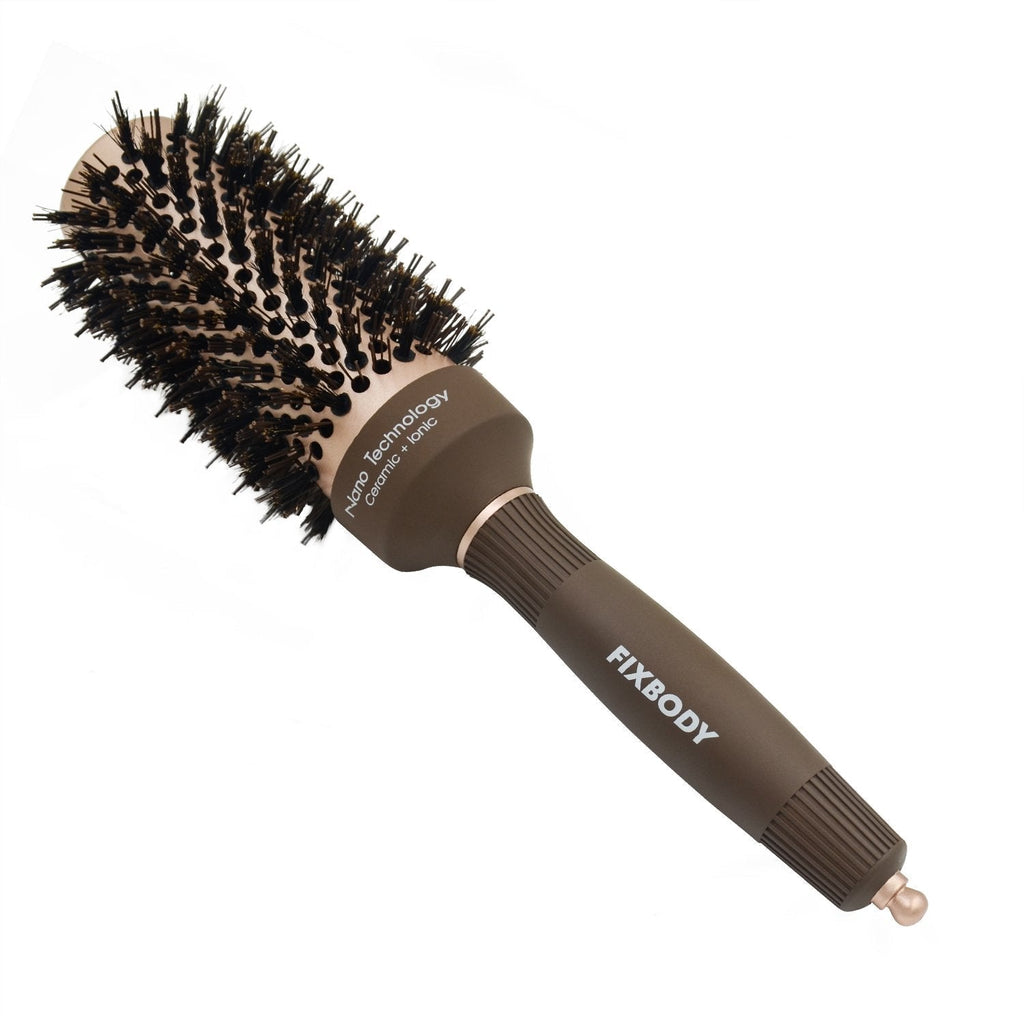 [Australia] - FIXBODY Round Barrel Hair Brush with Boar Bristles, Nano Thermal Ceramic Coating & Ionic Tech for Hair Drying, Styling, Curling, Straightening (3 Inch, Barrel 1.7 Inch) 3 Inch (Pack of 1) 