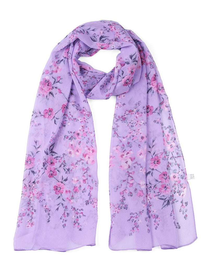 [Australia] - uxcell Long Chiffon Floral Scarves Lightweight Beach Sunscreen Swimwear Wrap Shawls for Women 63"x20" Light Purple 