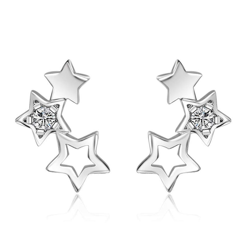 [Australia] - Ms. Swan®925 Sterling Silver Hollow Five-pointed Star Zircon Earrings 