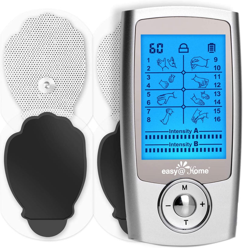 [Australia] - TENS Machine for Pain Relief - Easy@Home Dual Channel TENS Unit + Muscle Stimulator with 16 Modes and 2"x3" Pads – for Back, Sciatica, Leg, Muscle and Joint Pain Relief 