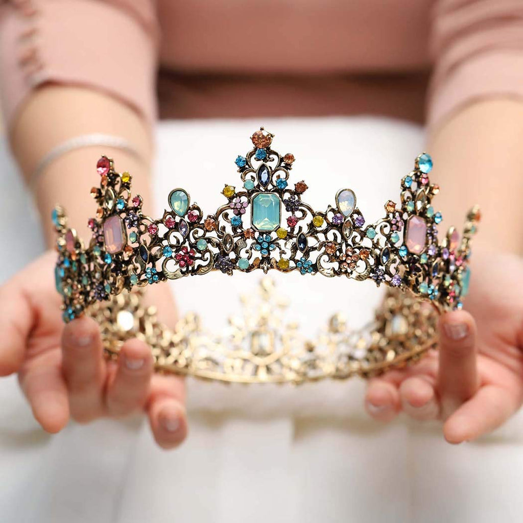 [Australia] - Simsly Vintage Wedding Tiara Bridal Flower Crowns for Women(Gold) Gold 
