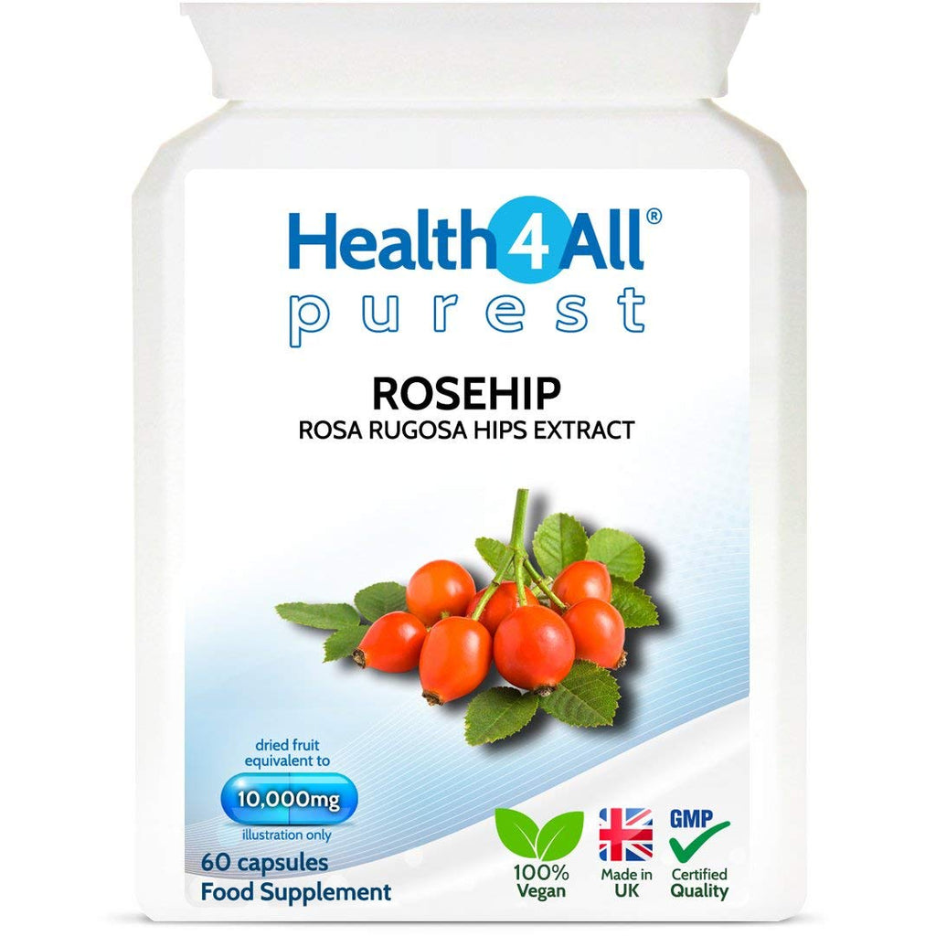 [Australia] - Rosehip 10000mg 60 Capsules (V) (not Tablets) Purest - no additives. Vegan Quality Joint Support Supplement. Made in The UK by Health4All 60 Count (Pack of 1) 