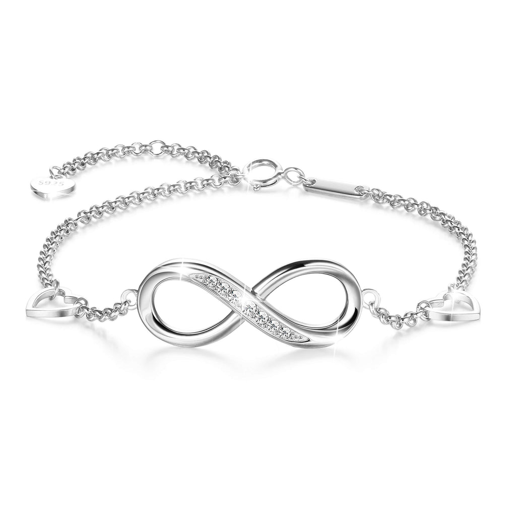 [Australia] - Sllaiss Infinity Love Bracelet for Women 925 Sterling Silver Sets with Crystal Adjustable Endless Love Symbol Charms 