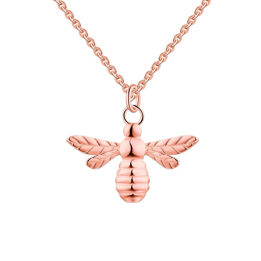 [Australia] - FJ 18ct Rose Gold Plated Silver Little Bee Pendant 925 Silver with 18 Inch Necklace,Best Gift for Womem 