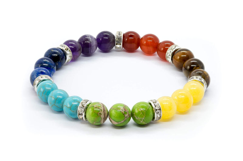 [Australia] - WICCSTAR Chakra Bracelet with Jewellery Pouch & Meaning Card. Anxiety Bracelet. 
