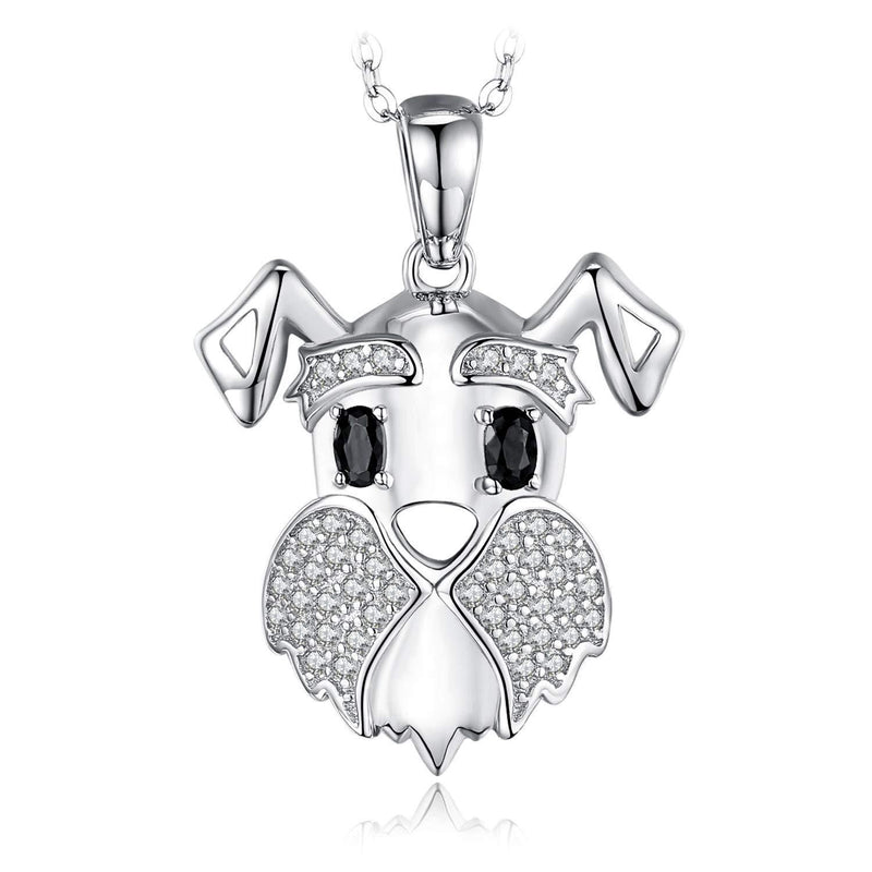 [Australia] - JewelryPalace Schnauzer Terrier Dog Puppy Pet Lover Genuine Black Spinel Pendant 925 Sterling Silver 
