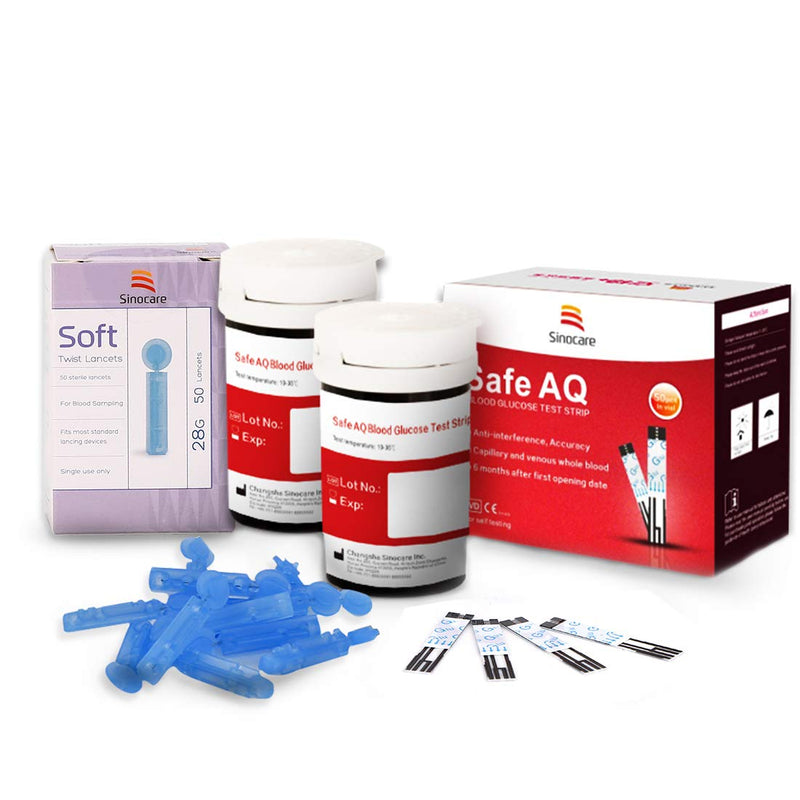 [Australia] - sinocare Diabete Blood Glucose Test Strips x 50 & Diabetes Lancets x 50, Safe AQ Test Strips, Blood Sugar Test Strips for Safe AQ Smart/Voice Only Aq Test Strips X 50 