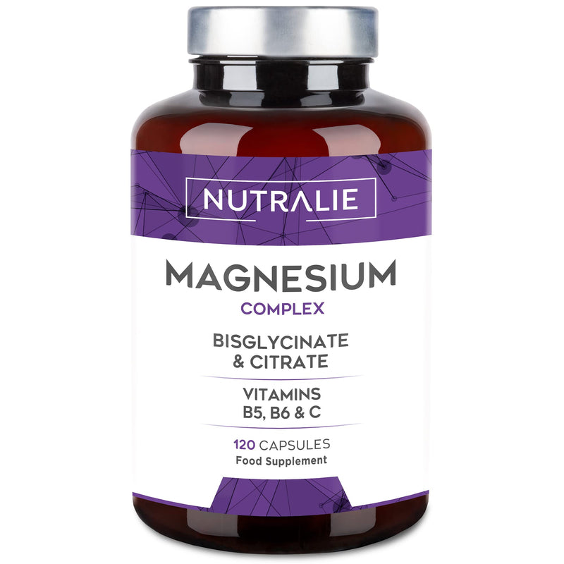 [Australia] - Magnesium Glycinate Complex - 2145mg Bisglycinate + Citrate Magnesium Supplements - Vitamins C B5 B6 - High Strenght Chelated Magnesium - 120 Capsules Nutralie 