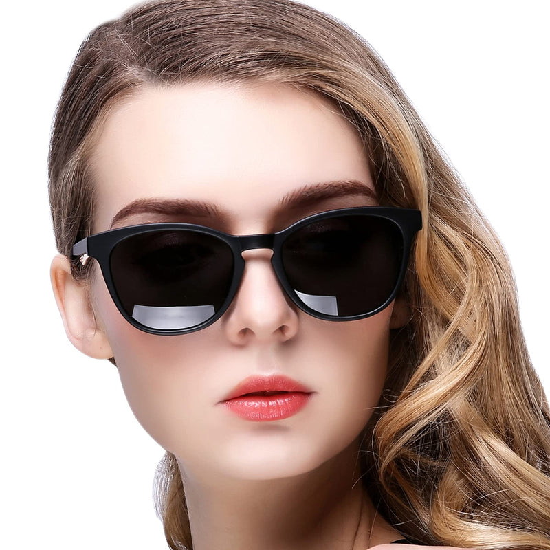 [Australia] - KANASTAL Round Vintage Polarised Sunglasses Women Men, Classic Retro Ladies Sunglasses UV Protection Matte Black 