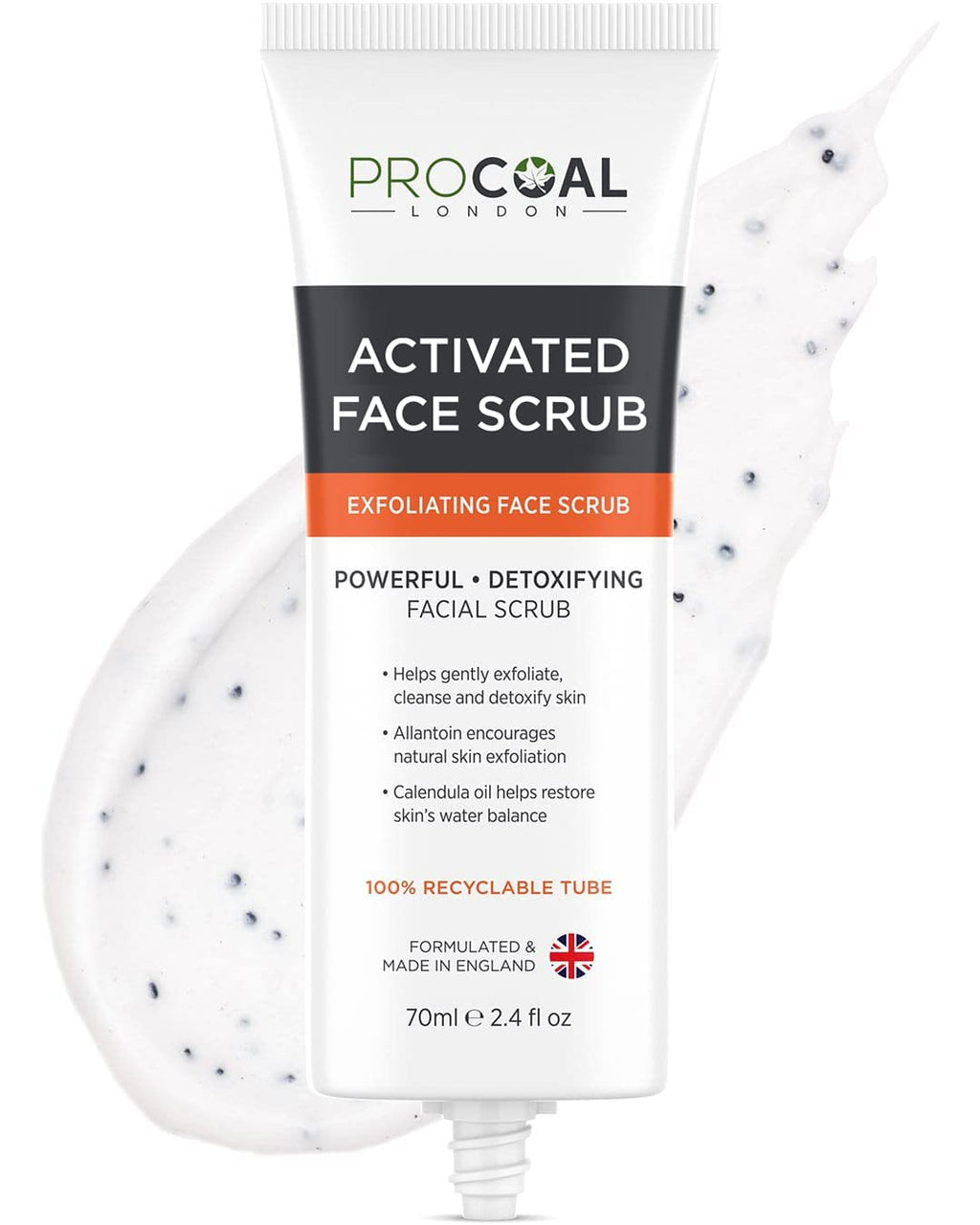 [Australia] - Face Scrub, Premium Exfoliating Charcoal Face Scrub 70ml by PROCOAL - Instantly Reveals Skin's Natural Radiance, Exfoliating Scrub & Charcoal Face Wash Combined For Men & Women - Made in UK 