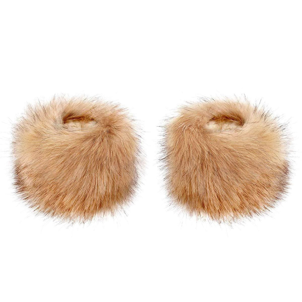 [Australia] - Fur Wrist Warmers Women Soft Faux Fur Cuffs Wrist Band Ring Cuffs Warmer 