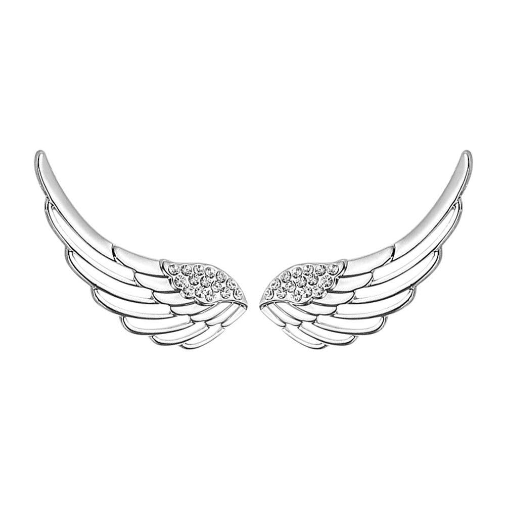[Australia] - Zolkamery Ear Cuff for Women, 925 Sterling Silver Angel Wing Stud Climber Earrings with 5A Cubic Zirconia, Allergy Free Jewellery as Birthday Christmas Anniversary Gift for Mom Girls Wife Ladies 