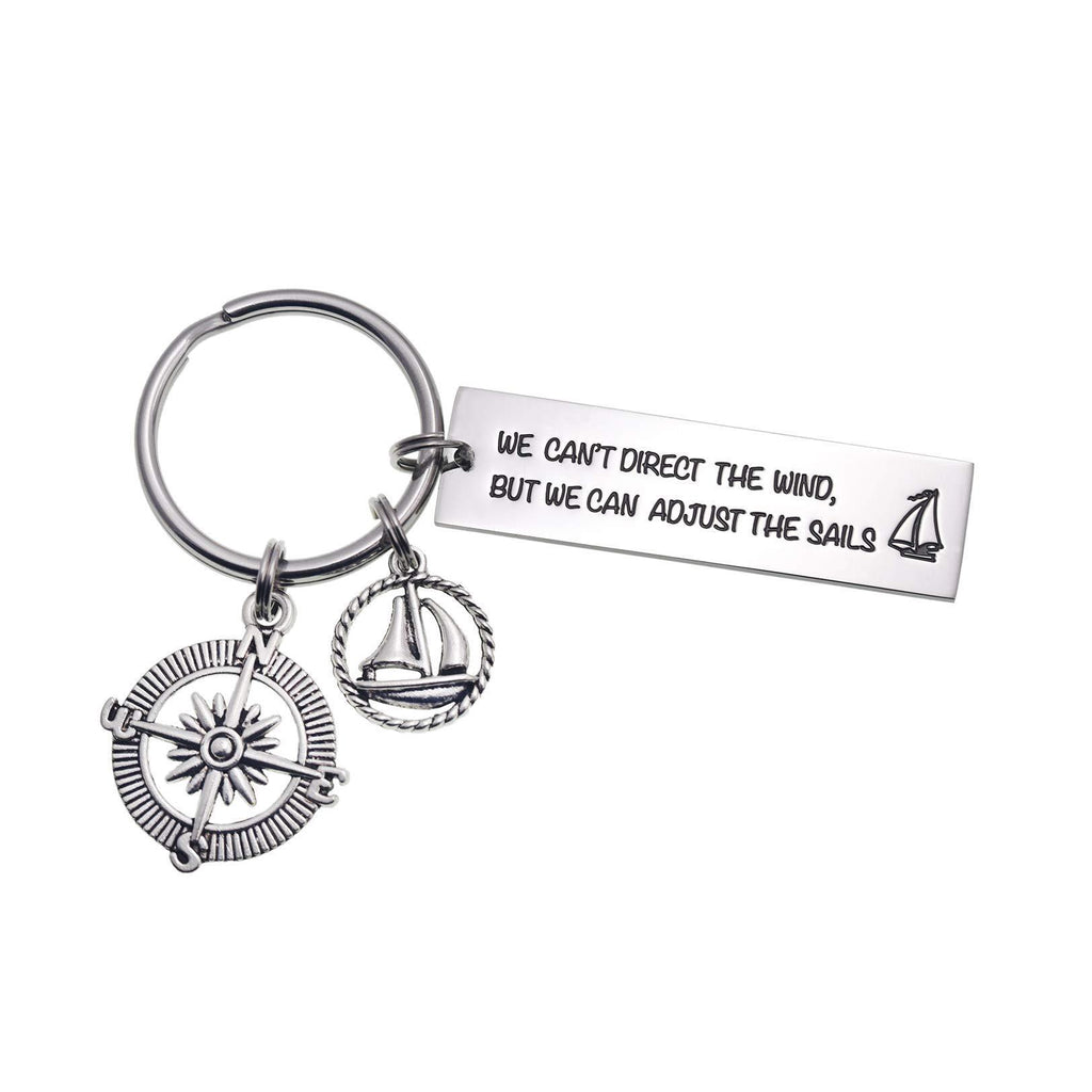 [Australia] - LParkin We Can't Direct The Wind But We Can Adjust The Sails Key Chain Necklaces Inspiration Necklace Keyring Gift for Her Keychain 