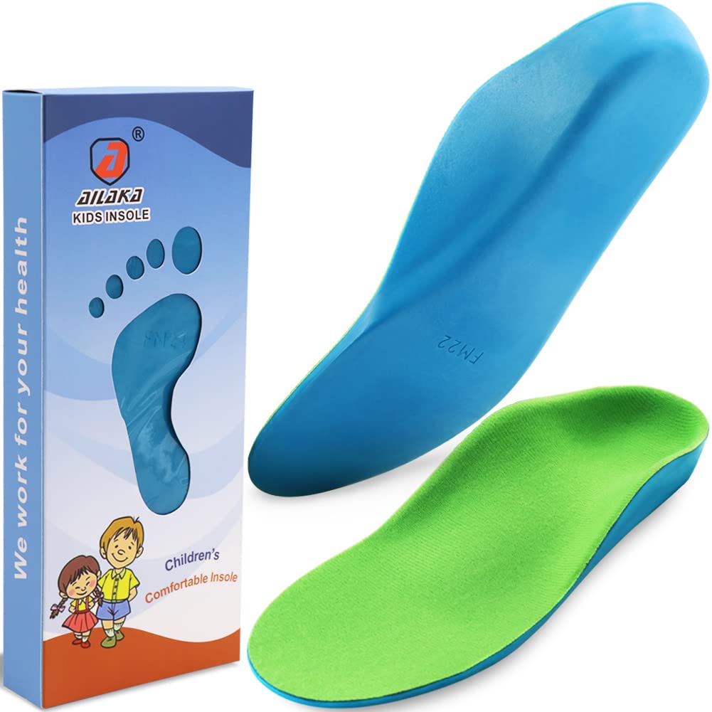 [Australia] - Ailaka Kids Orthotic Arch Support Shoe Insoles, Children PU Foam Cushioning Inserts for Flat feet, Plantar Fasciitis, Feet Heel Pain Relief 1/2.5 UK Green 