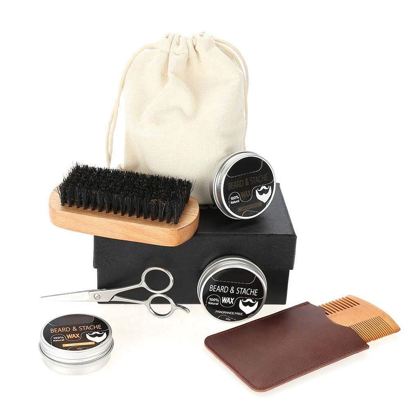 [Australia] - Beard Care Kit for Men,Beard Growth Grooming & Trimming Kit with Beard Balm, Beard Brush, Beard Comb, Sharp Scissors, Comb Bag,Cloth Bag,Best Perfect Gift 