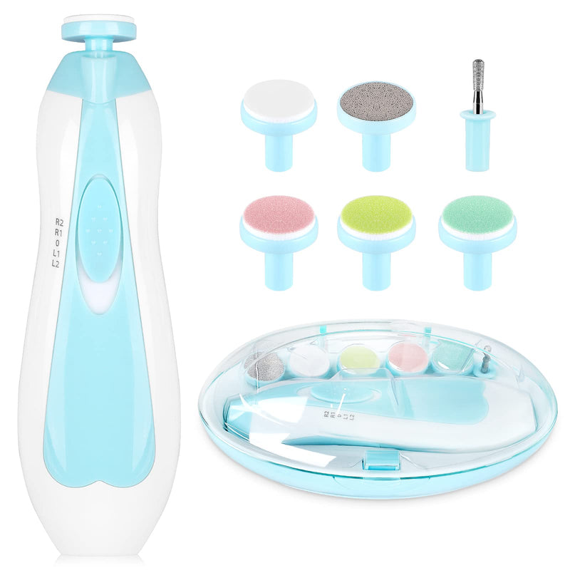 [Australia] - Electric Nail File Drill for Baby No Sharp Claws Hurt, 6 in 1 Safety Cutter Trimmer Clipper for Toes and Fingers (Blue) 