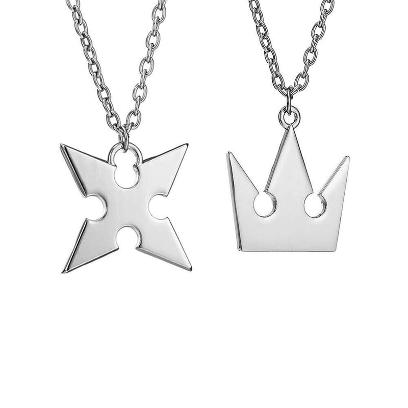 [Australia] - LACKINGONE Kingdom Hearts Necklace 2 Pieces Set, Roxas Cross Necklace + Sora Crown Necklace 