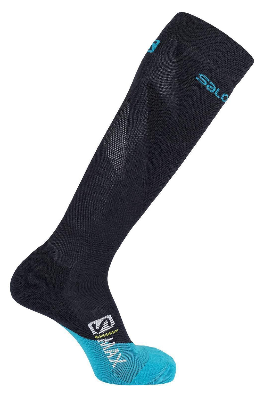 [Australia] - SALOMON Women's Pair of High Socks, S/Max W, Polyamide/Nylon M (5.5-7) Black/Blue (Night Sky/Tile Blue) 