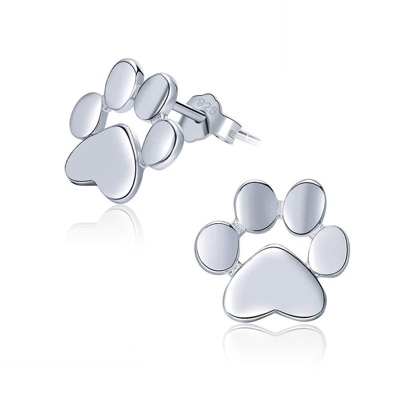 [Australia] - Dog Cat Paw Print Stud Earrings 925 Sterling Silver Earrings for Women, Cute Pet Paw Print Footprint Ladies Stud Earrings for Women Best Gifts for Dog Lovers 