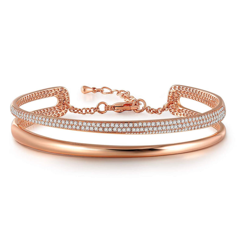 [Australia] - Angelady 14K Rose Gold Bangles Bracelets for Womens, Adjustable Infinity Ladies Friendship Bracelet Ideal Gifts for Wife Mother Jewelry Gifts Collection 