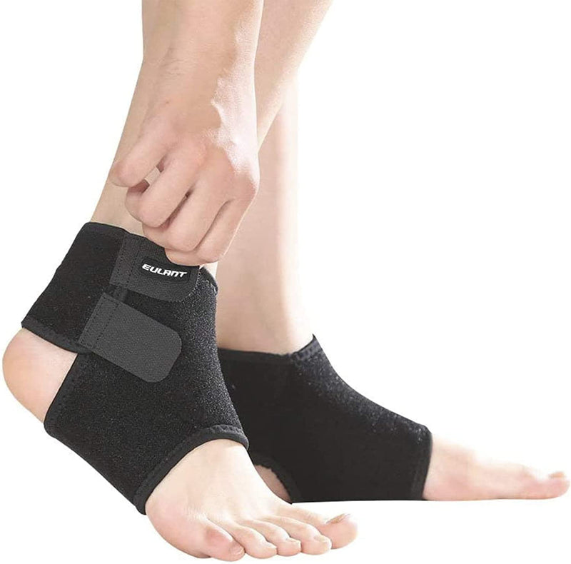 [Australia] - ONTYZZ Kids Ankle Bandage 1 Pair Adjustable Ankle Brace Protect Elastic Children Ankle Support for Football Basketball Cycling Running Dancing Ankle Guards M Black 