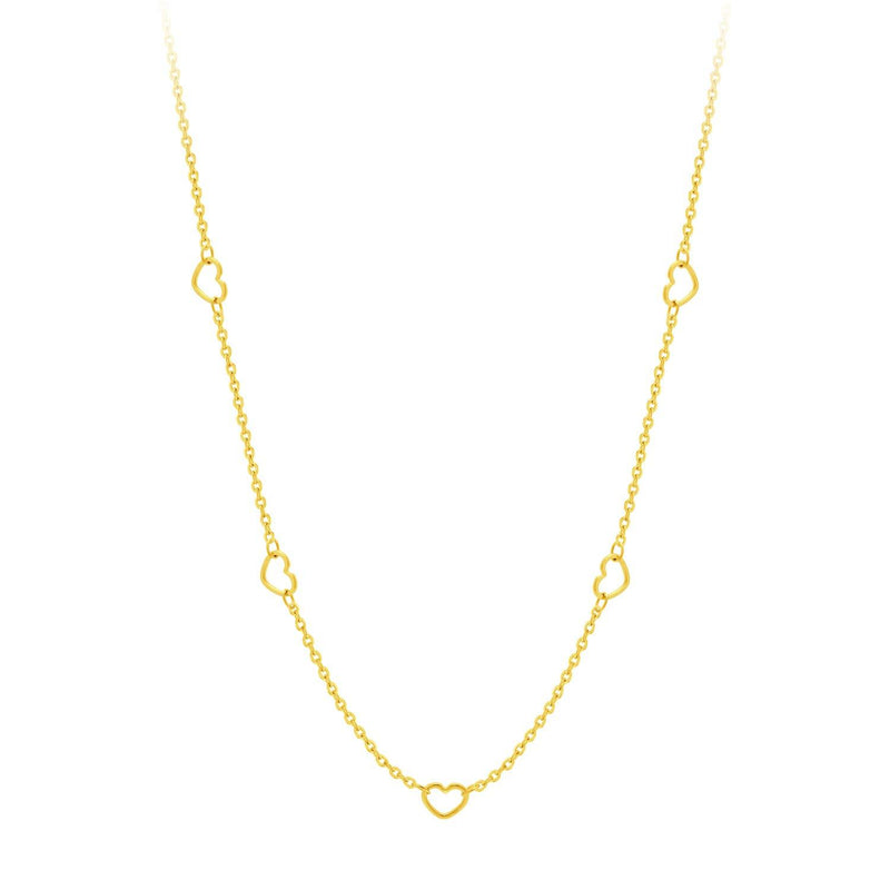[Australia] - 555Jewelry Womens Stainless Steel Mini Multi Heart Love Dainty Chain Necklace Yellow Gold 20.0 Inches 