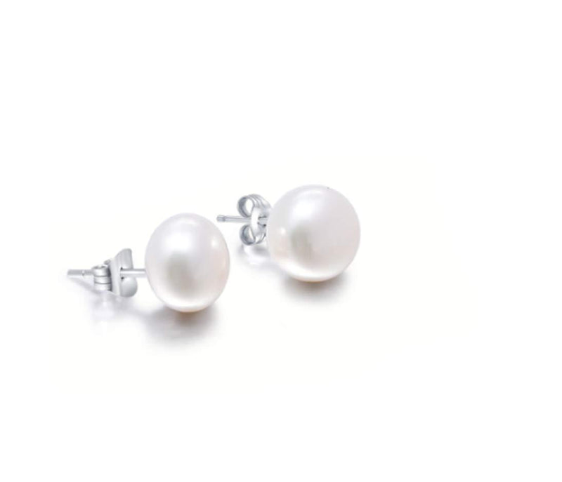 [Australia] - TreasureBay Stunning Natural Freshwater Pearl Stud Earrings With 925 Silver White 