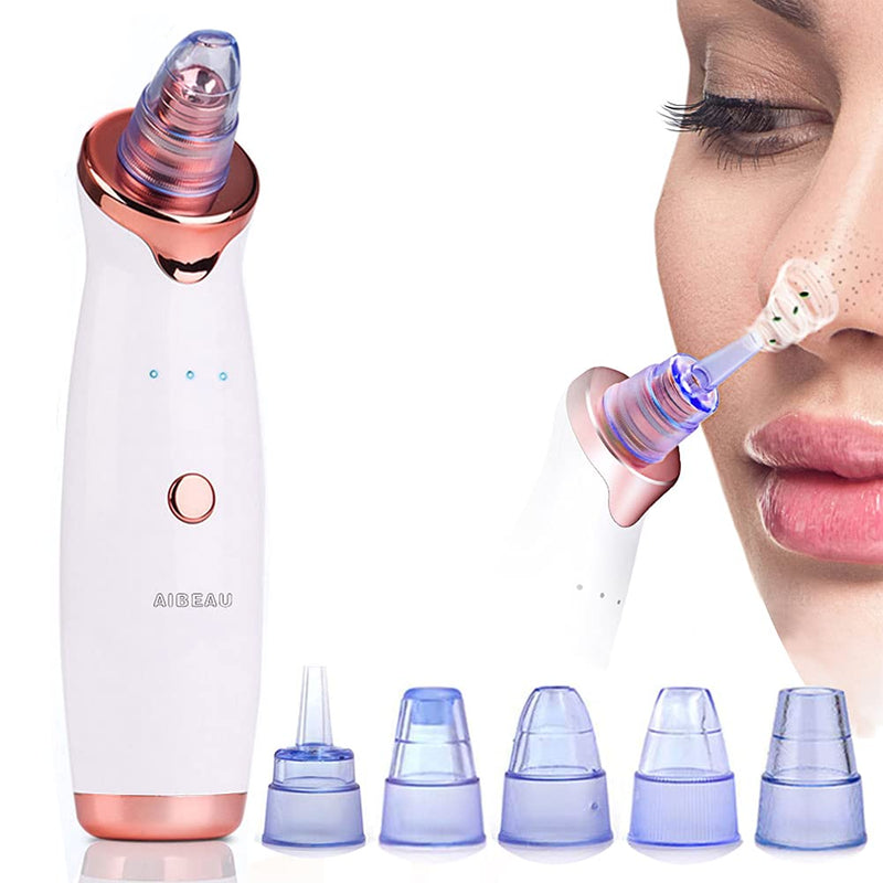 [Australia] - Aibeau Blackhead Remover Electric Blackhead Vacuum Suction Rechargeable Whitehead Remover Tool Kite Cleanser with 4 Replaceable Heads, Hot Pack Function and 3 Modes 