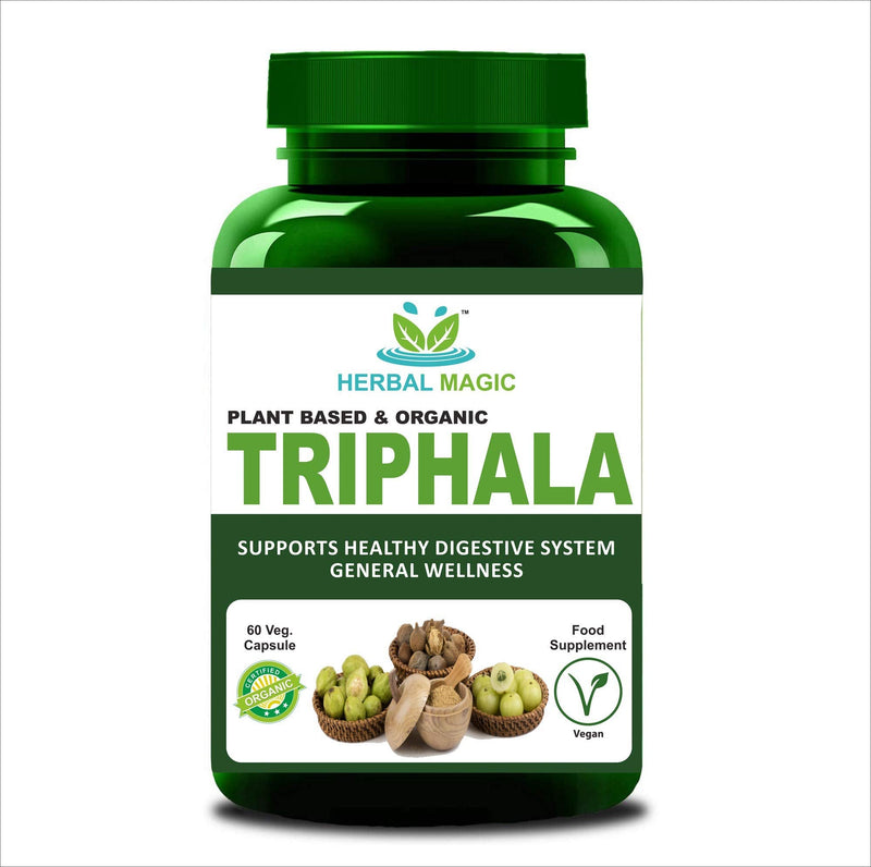 [Australia] - Herbal Magic's 100% Pure Premium & Natural Vegan Triphala 60 Veg Capsules- |Amla | Haritaki | Bibhitaki |Whole Plant Used | Rich in Vitamin C | Iron | Calcium | 