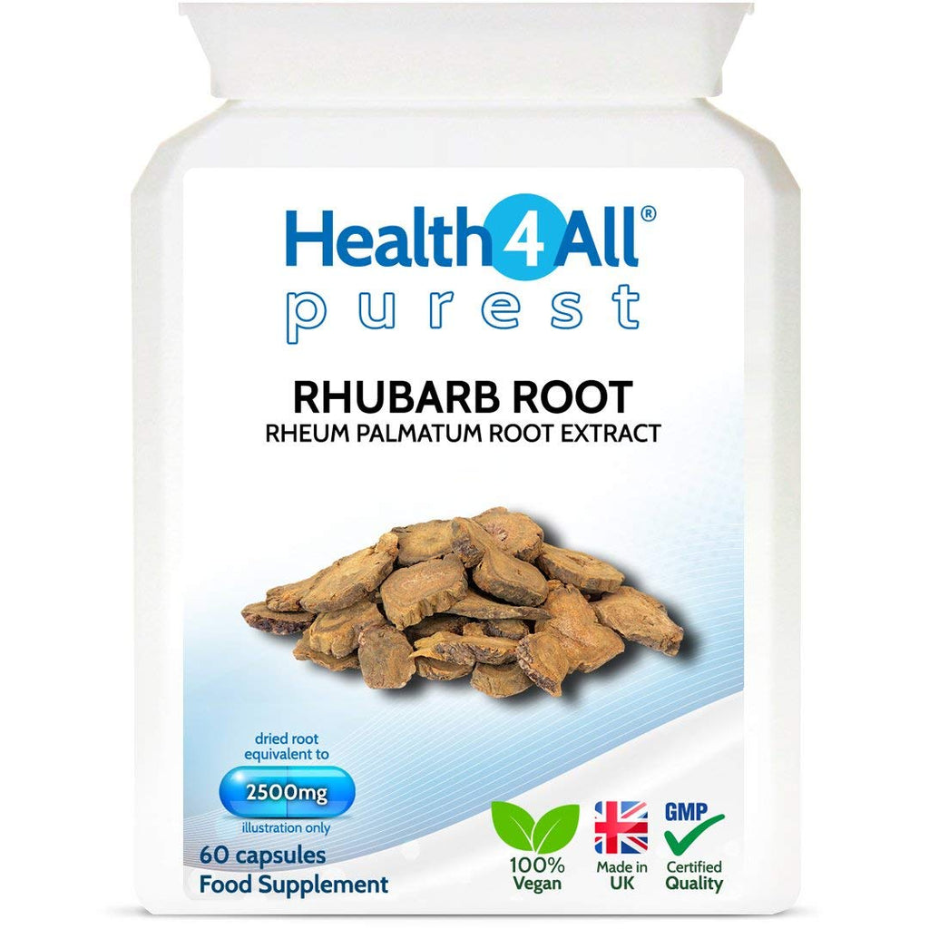 [Australia] - Rhubarb Root 2500mg 60 Capsules (V) .(not Tablets) Purest- no additives. Natural Laxative Supplement. Vegan. Made in The UK by Health4All 60 Count (Pack of 1) 