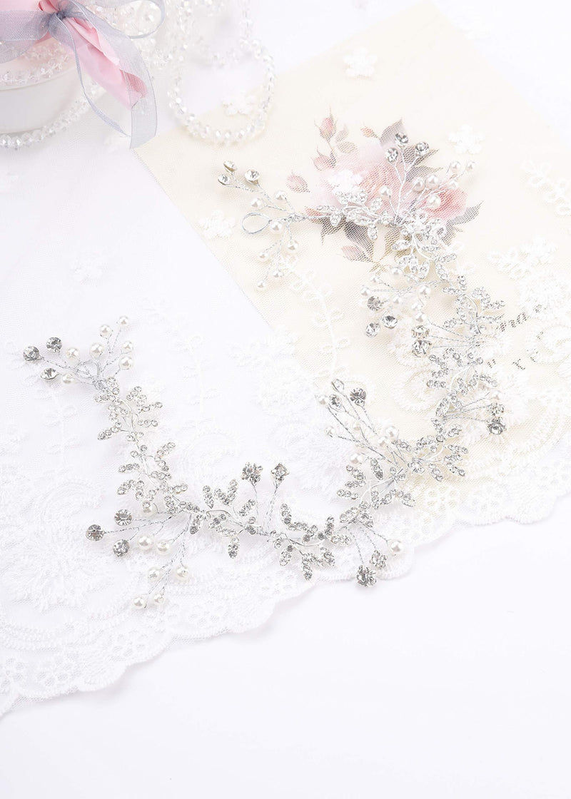 [Australia] - Kercisbeauty Rhinestones Headpiece for Brides Bridal Pearl Headband Vintage Wedding Tiara Women Festival Party Jewelry (Silver) Silver 
