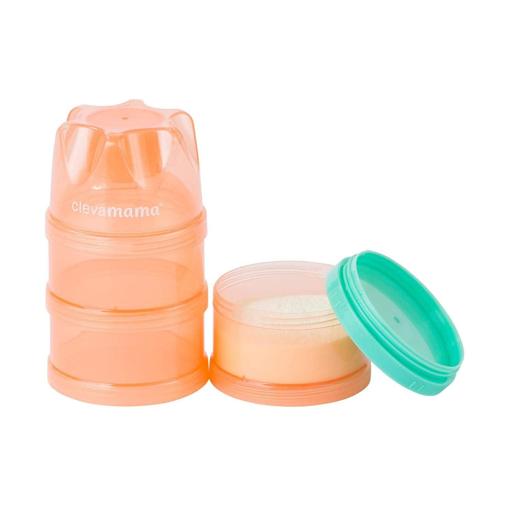 [Australia] - Clevamama Baby Food Travel Container, Suitable for Formula and Weaning, Dispenser with 3 Stackable and Portable Portions, Pink Transparent, 18x8x8 cm Coral transparent 